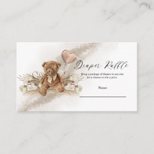 Teddy Bear Balloon Baby shower Diaper Raffle Informatiekaartje