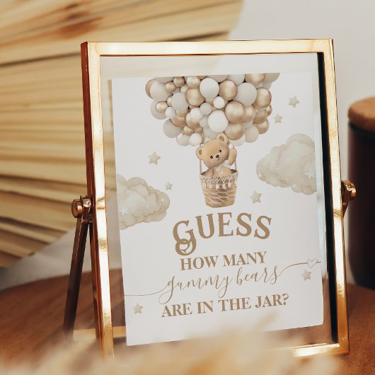 Teddy Bear Balloon Baby shower gok spel Poster