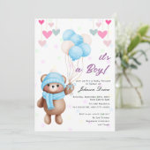 teddy bear balloon baby shower invitation (Debout devant)