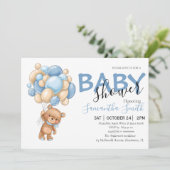 Teddy Bear Balloon Baby Shower Invitations (Debout devant)