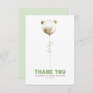 Teddy Bear Balloon Baby shower Small Dank je Bedankkaart