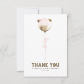 Teddy Bear Balloon Baby shower Small Dank je Bedankkaart (Voorkant)