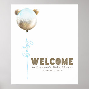 Teddy Bear Balloon Baby shower Welkomstteken Poster