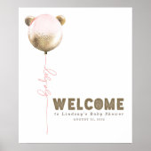 Teddy Bear Balloon Baby shower Welkomstteken Poster (Voorkant)