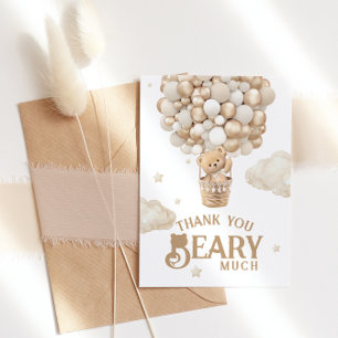 Teddy Bear Balloon Barly Wacht neutraal Baby showe Bedankkaart