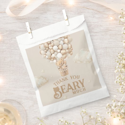 Teddy Bear Balloon Barly Wacht neutraal Baby showe Bedankzakje (Geknipt)