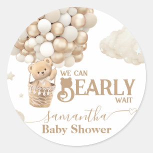 Teddy Bear Balloon Barly Wacht neutraal Baby showe Ronde Sticker