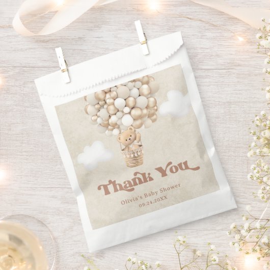 Teddy Bear Balloon Barly Wait Baby shower Bedankzakje (Geknipt)