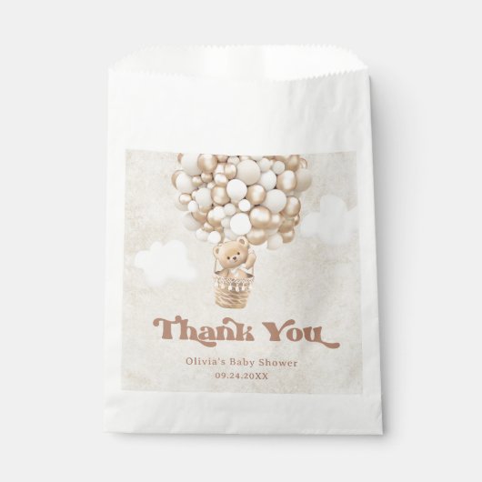 Teddy Bear Balloon Barly Wait Baby shower Bedankzakje (Voorkant)