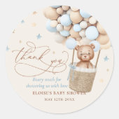 Teddy Bear Balloon Barly Wait Baby shower Favor Ronde Sticker (Voorkant)