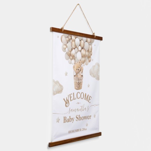 Teddy Bear Balloon Barly Wait Baby shower Welkom Hangend Wandkleed (Gebogen)