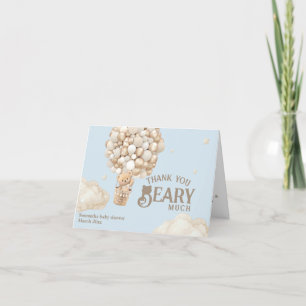 Teddy Bear Balloon Barly Wait Boy Baby shower Bedankkaart