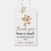 Teddy Bear Balloon Beary Boy Verjaardag Bedankt Cadeaulabel (Voorkant)