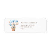 Teddy Bear Balloon Blauw Baby shower Retouradres Etiket (Voorkant)