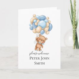 Teddy Bear Balloon Blauwe Aankondiging