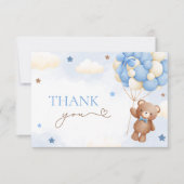 Teddy Bear Balloon bleu Merci Cartes (Devant)
