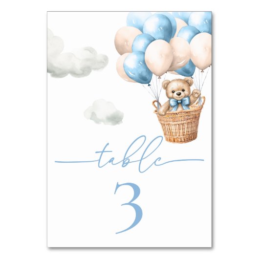 Teddy Bear Balloon Blue Boy Baby shower Kaart (Voorkant)