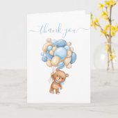 Teddy Bear Balloon Blue God Ouders Thankful Kaart (Gele Bloem)