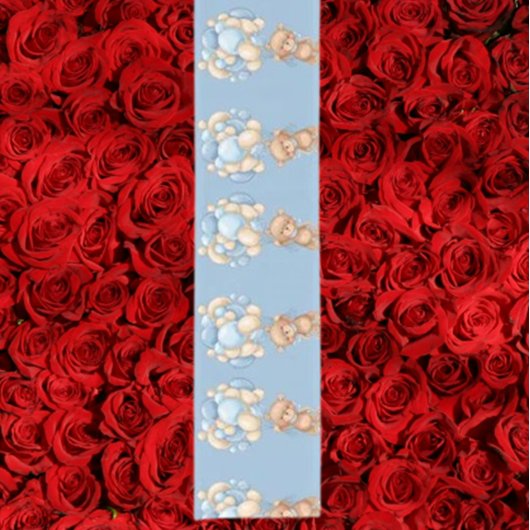 Teddy Bear Balloon Blue Short Table Runner Korte Tafelloper
