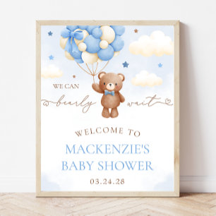 Teddy Bear Balloon Boy Baby shower Affiche de bien
