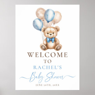 Teddy Bear Balloon Boy Baby shower Affiche de bien