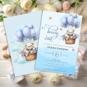Teddy Bear Balloon Boy Baby Shower Invitation