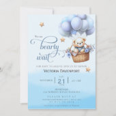 Teddy Bear Balloon Boy Baby Shower Invitation (Devant)