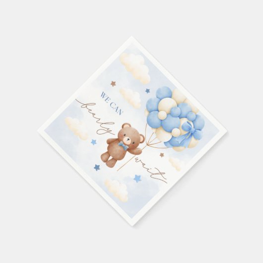 Teddy Bear Balloon Boy Baby shower servetten (Hoek)