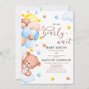 Teddy Bear Balloon Clouds Baby Sprinkle Kaart
