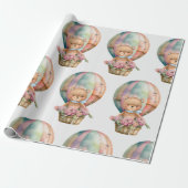 Teddy Bear Balloon Cute Wrapping Paper Cadeaupapier (Uitgerold)