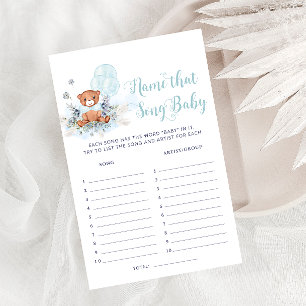 Teddy Bear Balloon Dat Song Boy Baby shower Spel