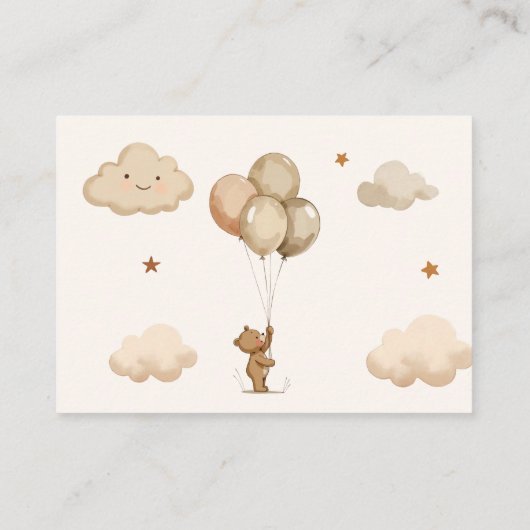 Teddy Bear Balloon Diaper Raffle Baby shower Informatiekaartje (Achterkant)