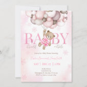 Teddy Bear Balloon Girl Barly Wait Baby shower Kaart (Voorkant)