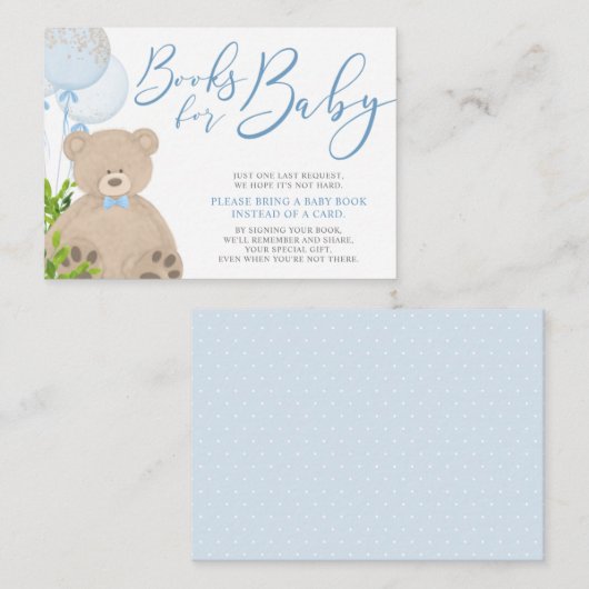 Teddy Bear Balloon Greenery Baby Book Request Informatiekaartje (Voorkant / Achterkant)
