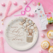 Teddy Bear Balloon Neutral Barly Wait Baby shower Papieren Bordje (Feest)