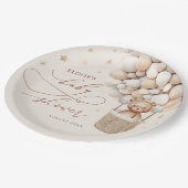 Teddy Bear Balloon Neutral Barly Wait Baby shower Papieren Bordje (Gekanteld)