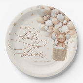 Teddy Bear Balloon Neutral Barly Wait Baby shower Papieren Bordje (Voorkant)