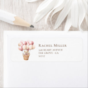 Teddy Bear Balloon Pink Baby shower Retouradres Etiket