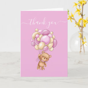Teddy Bear Balloon PINK Hartelijk dank Kaart