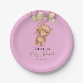 Teddy Bear Balloon PINK Papieren Bordje
