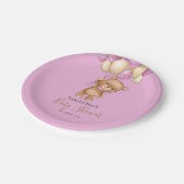 Teddy Bear Balloon PINK Papieren Bordje (Gekanteld)