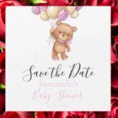 Teddy Bear Balloon Roze Baby shower Opslaan Datum