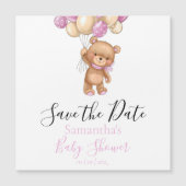 Teddy Bear Balloon Roze Baby shower Opslaan Datum (Voorkant)
