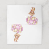 Teddy Bear Balloon Roze Place Card (Buitenkant ongevouwen)