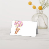 Teddy Bear Balloon Roze Place Card (Voorkant)
