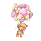 Teddy Bear Balloon Roze Place Card