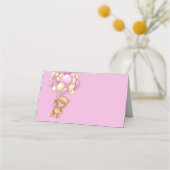 Teddy Bear Balloon Roze Place Card (Voorkant)
