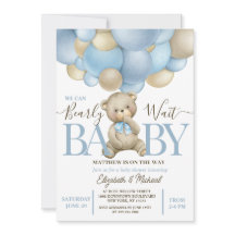 Teddy Bear Balloon Thema Baby shower Uitnodiging