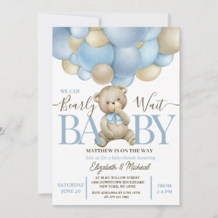 Teddy Bear Balloon Thème Baby shower Invitation