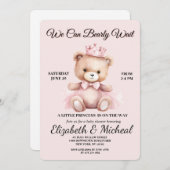 Teddy Bear Balloon Thème Baby shower Invitation (Devant / Derrière)
